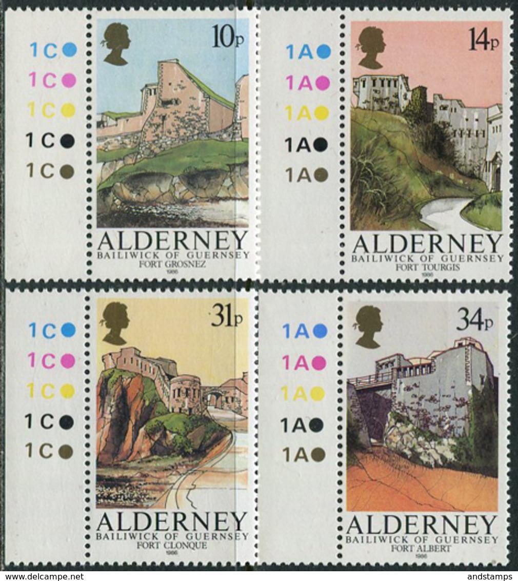 Alderney 1986. Michel #28/31 MNH/Luxe. Fortresses Of Alderney (Ts36) - Alderney