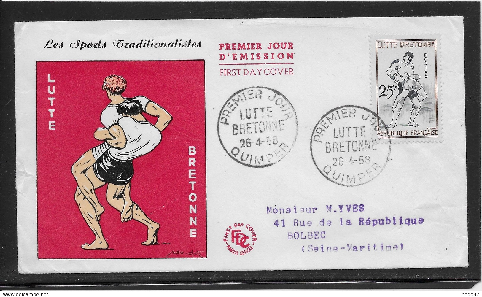 Thème Lutte  - Jeux Olympiques - Sports - Enveloppe - Wrestling