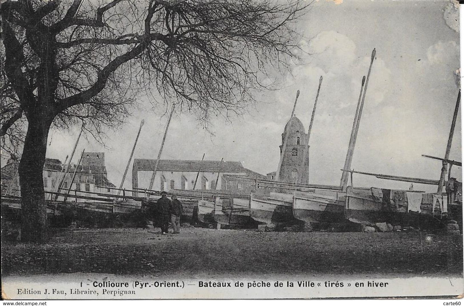 COLLIOURE  - BATEAUS PECHE DE LA VILLE   TIRES EN HIVER - Collioure