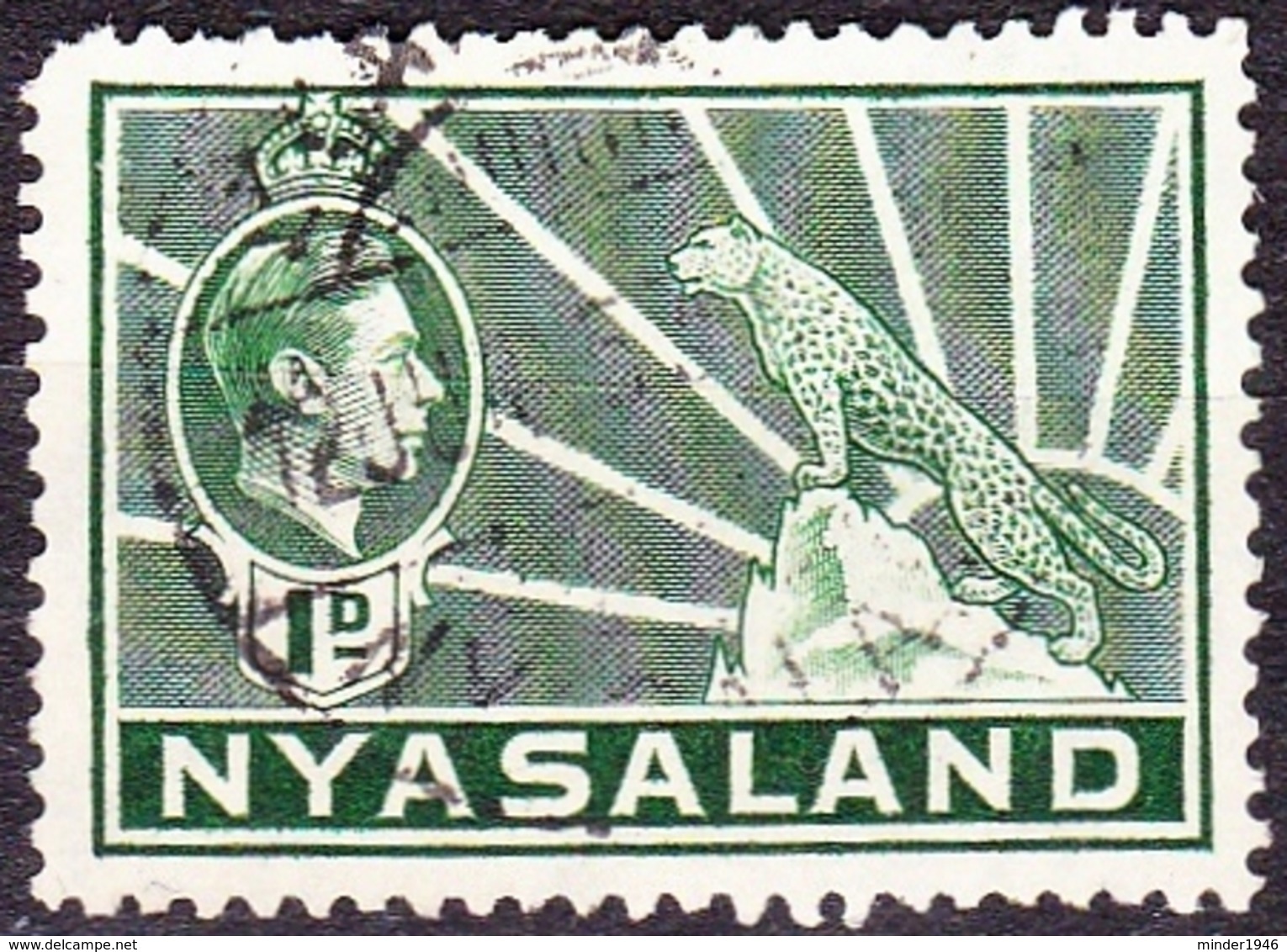 NYASALAND 1942 KGVI 1d Green SG131b FU - Nyasaland (1907-1953)