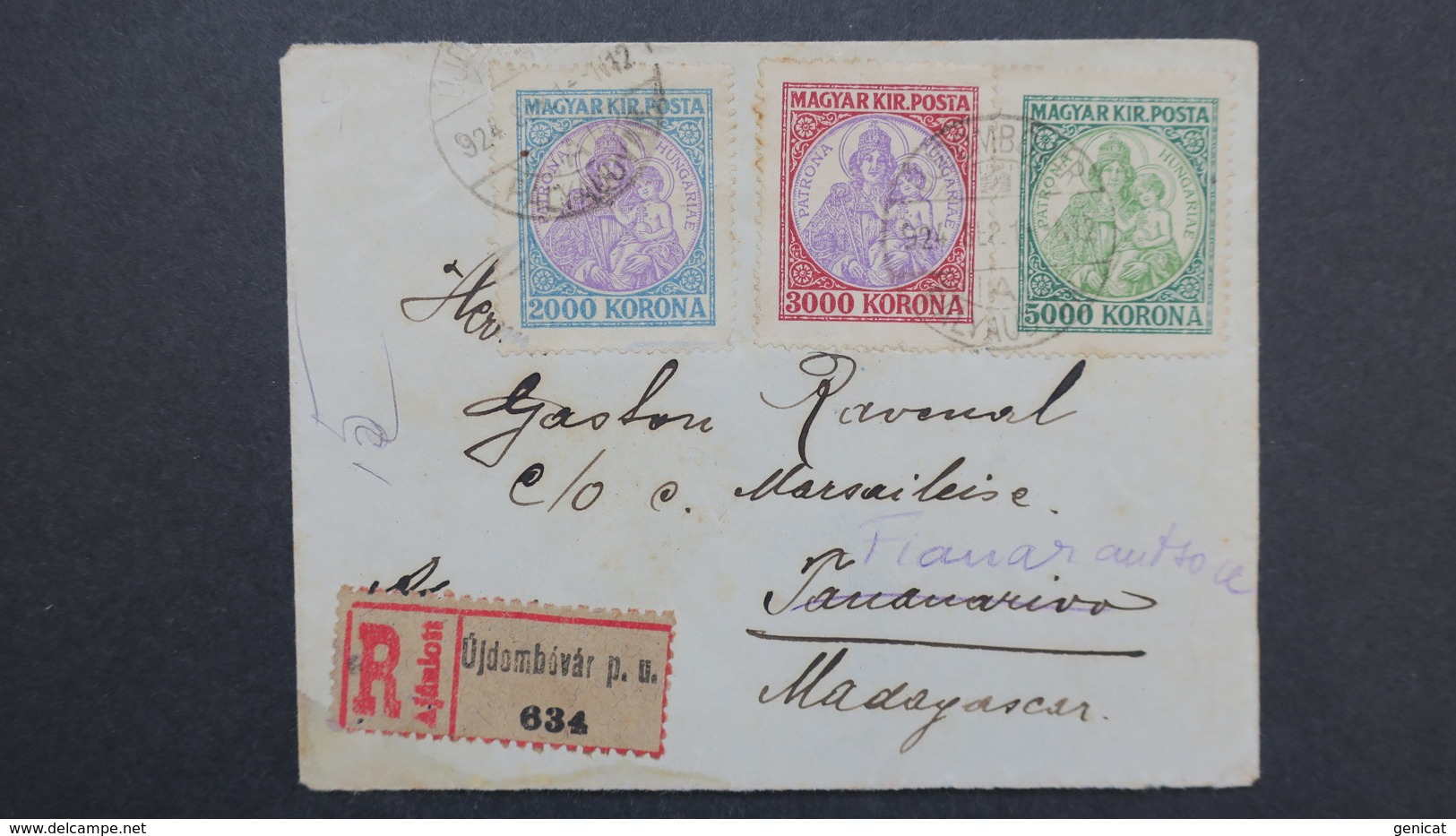 Hungary , Registered Cover From Dombóvár 1926 To Madagascar Africa , Einschreiben 1926 Nach Madagascar  , Hongrie - Lettres & Documents