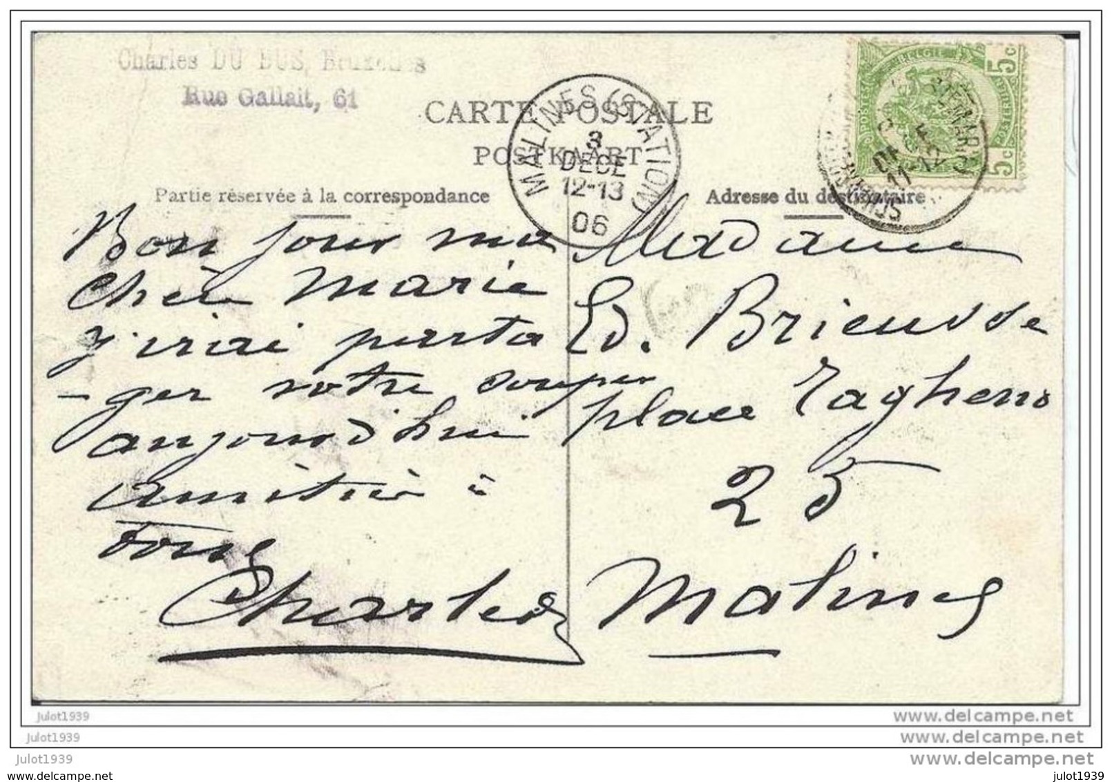 TOURNAI ..-- Porte Mantelle . Cathédrale . 1906 Vers MALINES ( Mme Ed. BRICUSSE ) . Voir Verso . - Tournai