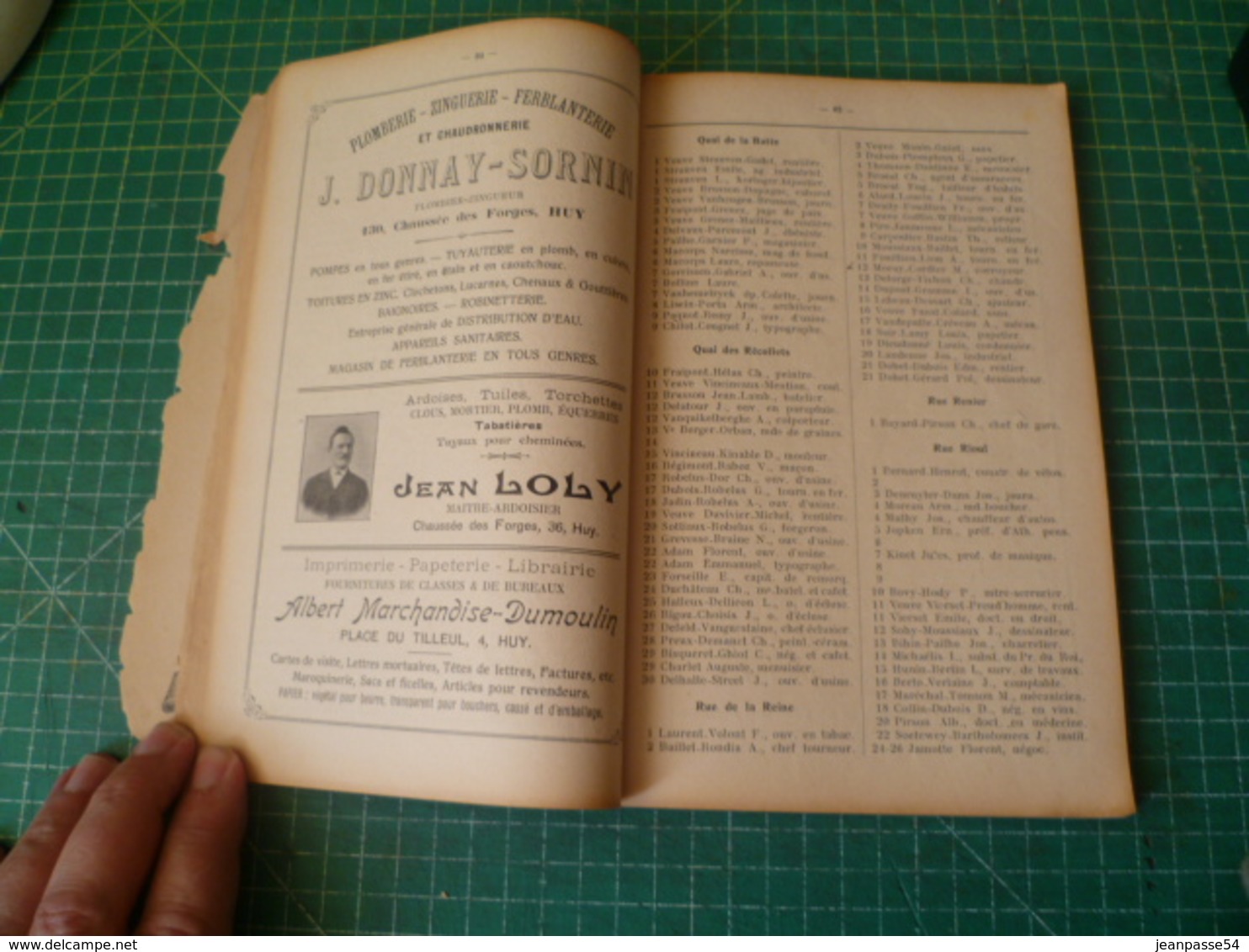 Ville De Huy. Liste Des Habitants Par Rues Et Par Ordre Alphabétique. Année 1912 - Belgium