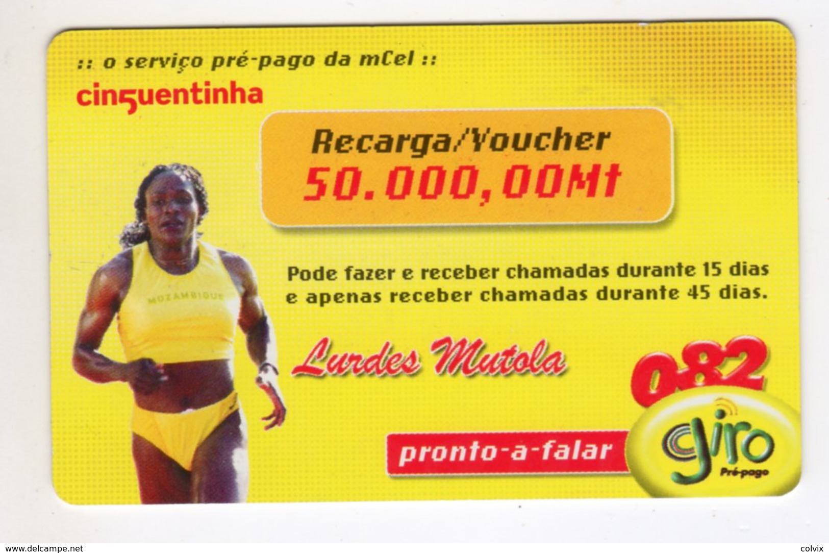 MOZAMBIQUE RECHARGE GIRO 50 000 Mt Année 2009 LURDES MUTOLA - Mozambico