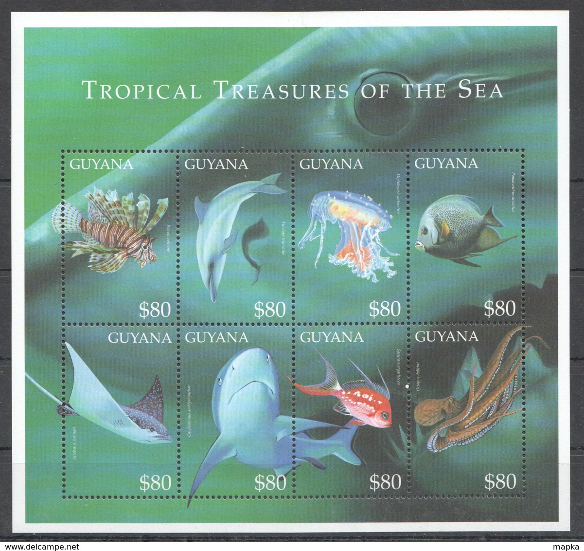 U512 GUYANA FISH & MARINE LIFE TROPICAL TREASURES OF THE SEA 1KB MNH - Vie Marine