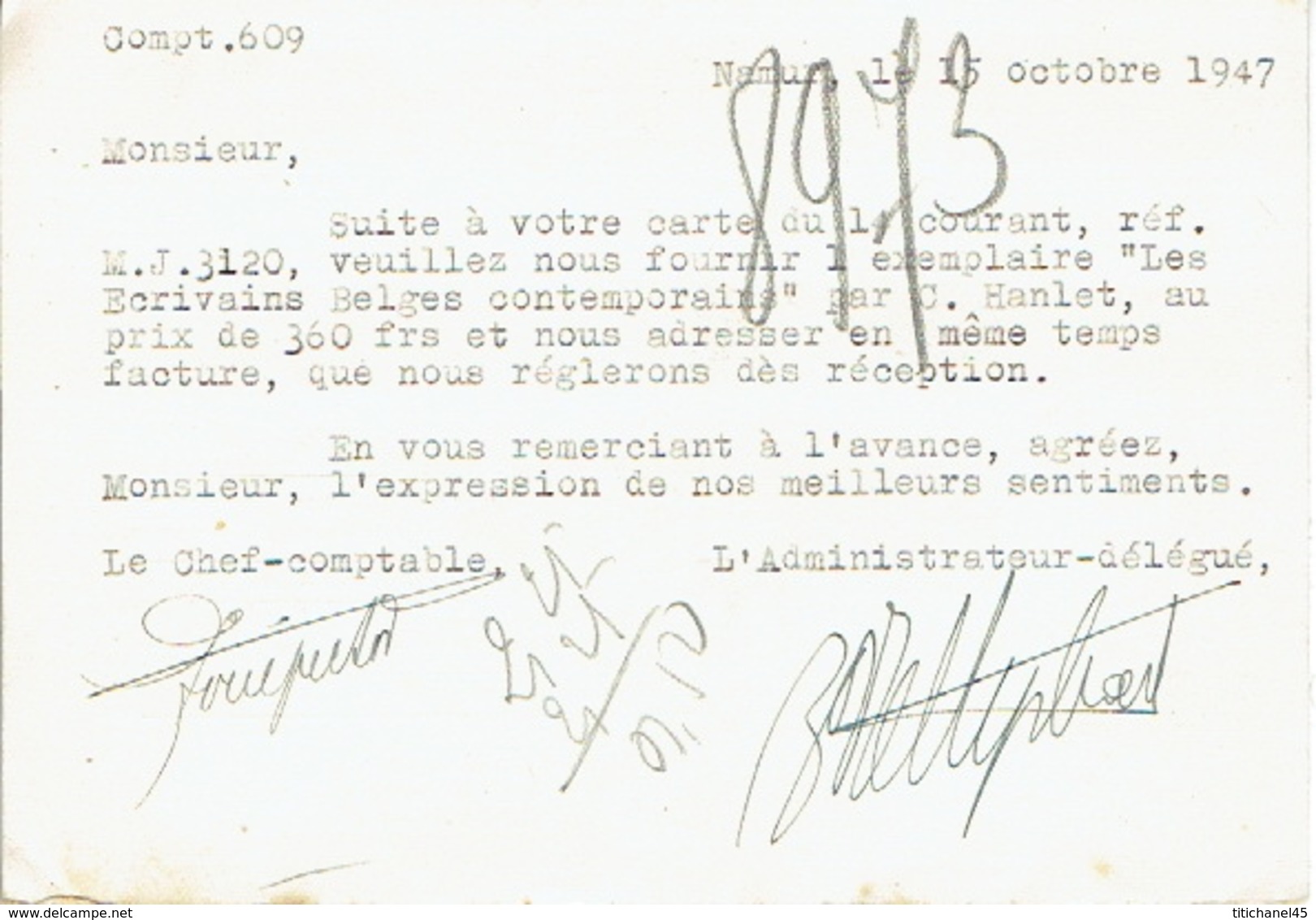 CP Publicitaire NAMUR 1947 - VERS L'AVENIR - Journal Quotidien - Jemeppe-sur-Sambre