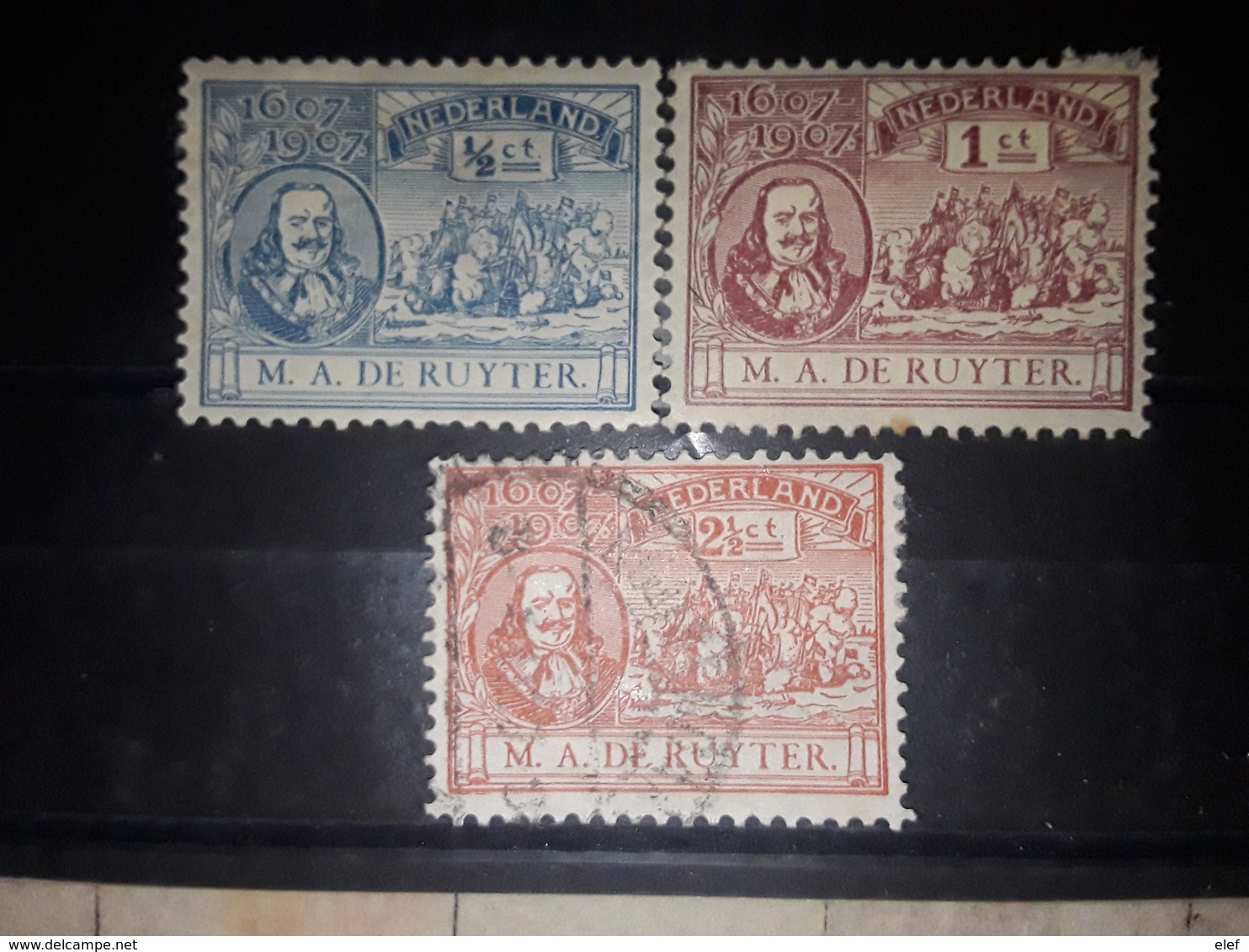 NEDERLAND / Netherlands / Pays Bas 1907 Série  Amiral M,A, De Ruyter,  Yvert No 73 / 75 Neuve * MH , Obl Cote 10 Euros - Unused Stamps