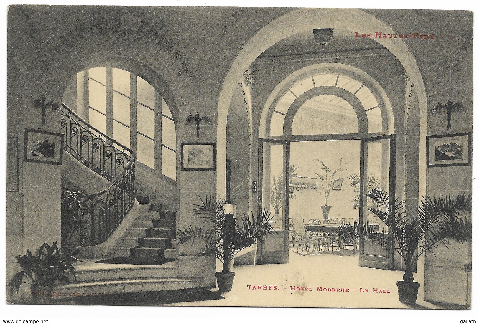 65-TARBES-Hôtel MODERNE - Le Hall... 1912 - Tarbes