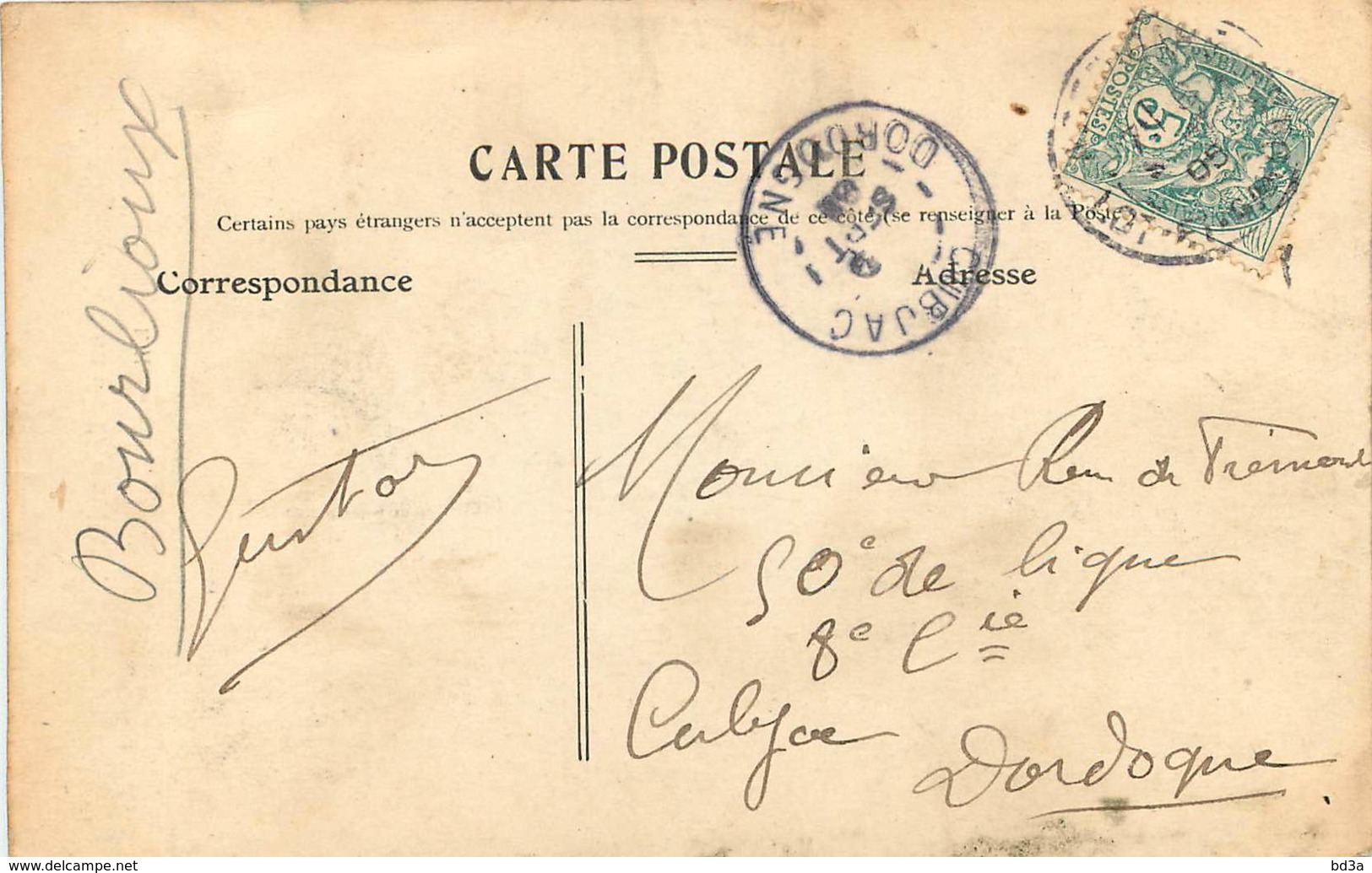 CACHET A DATE CUBJAC - DORDOGNE - 1877-1920: Période Semi Moderne