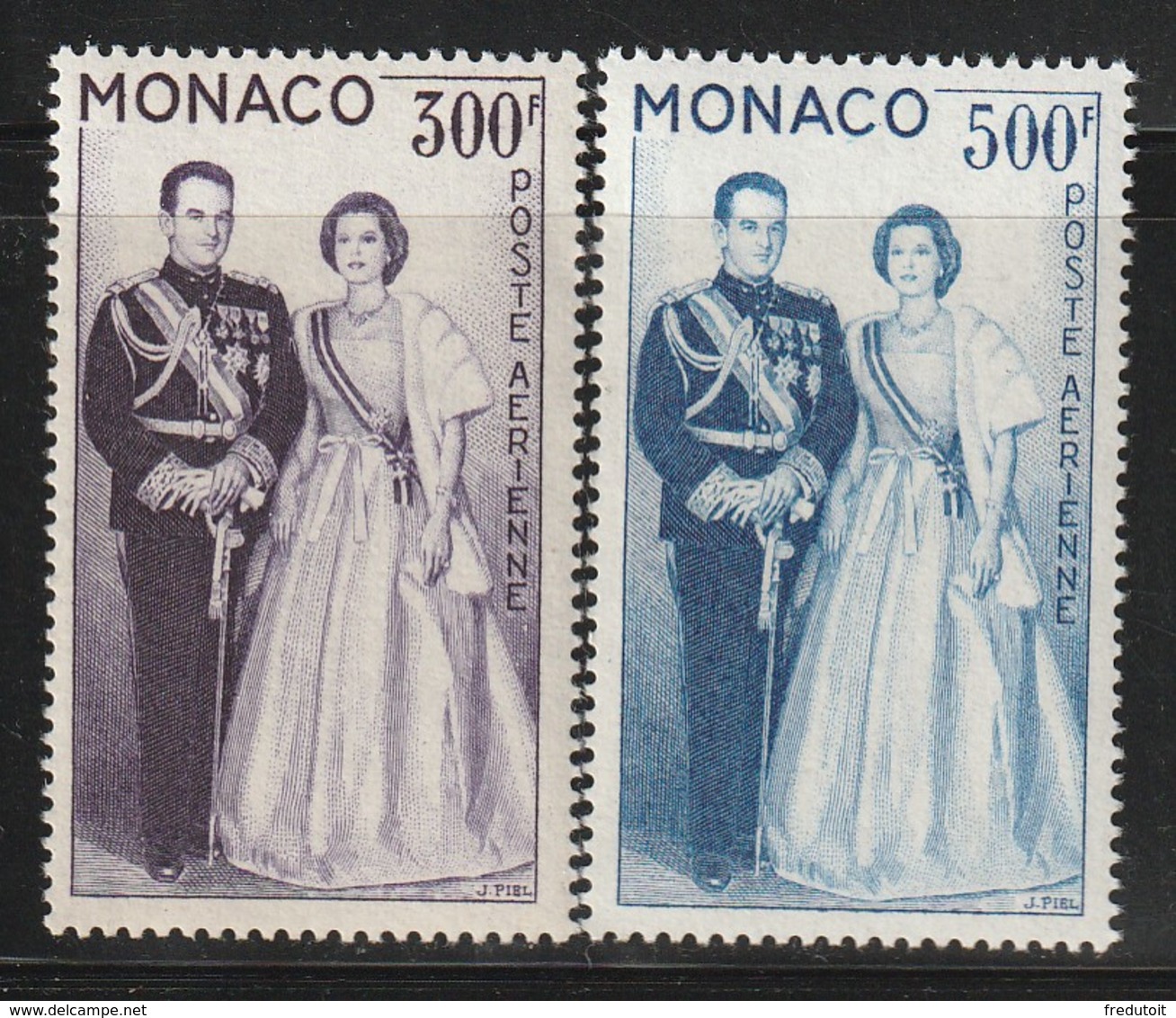MONACO - Poste Aérienne N°71/72 ** (1959) Couple Princier - Poste Aérienne