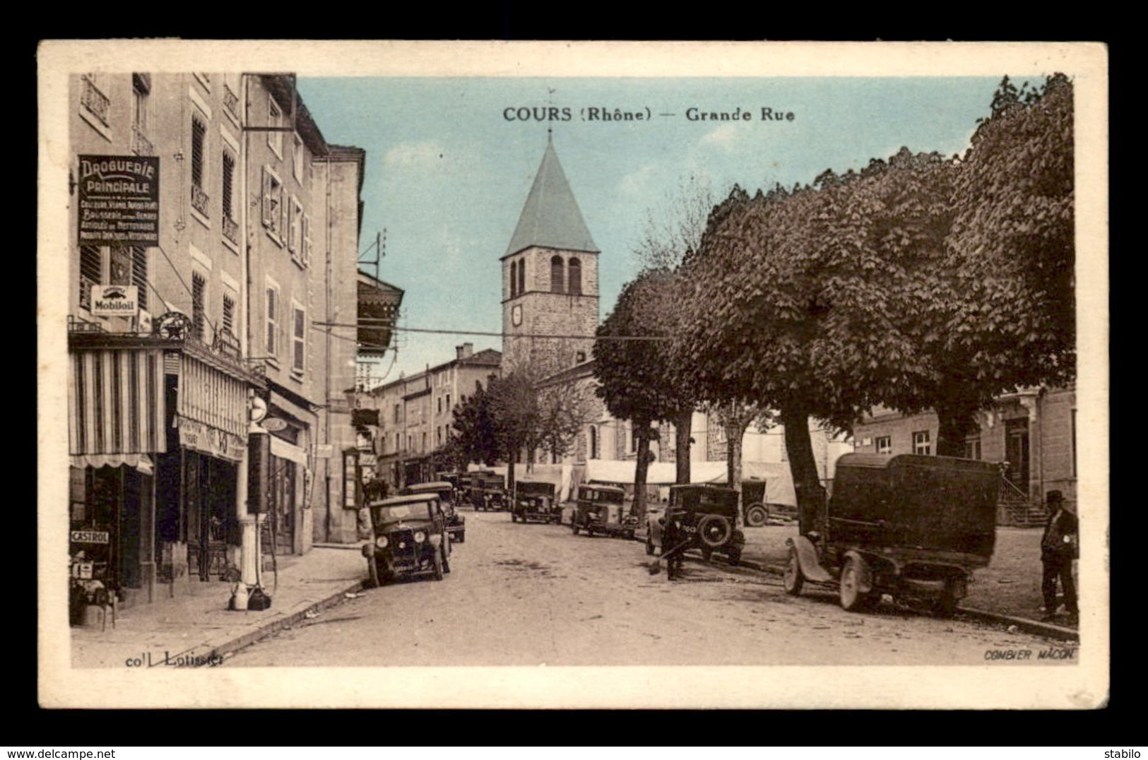 69 - COURS - GRANDE RUE - AUTOMOBILES ANCIENNES - POMPE A ESSENCE - Cours-la-Ville