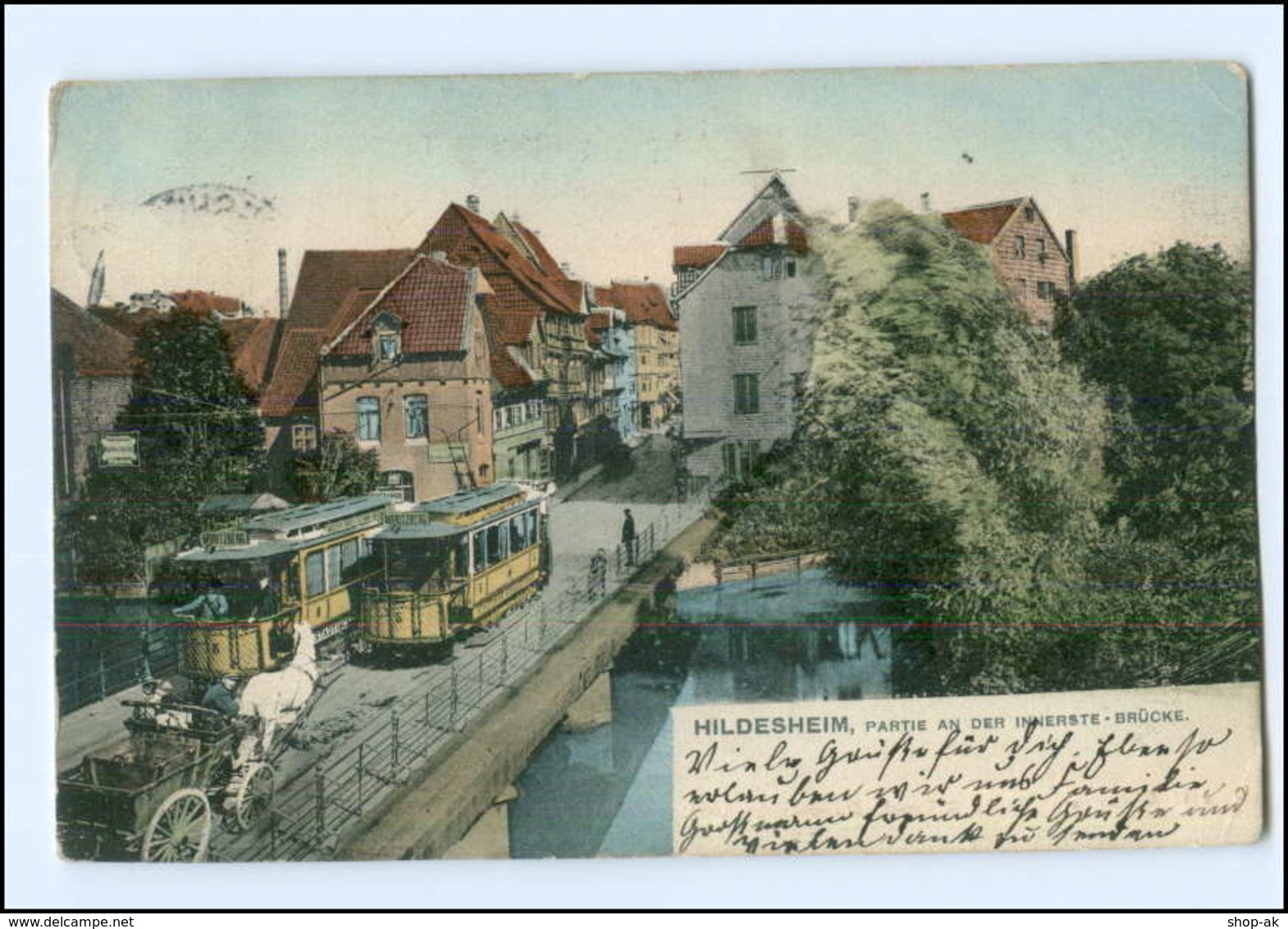 XX005128/ Hildesheim Innerste-Brücke Straßenbahn AK 1908 - Autres & Non Classés