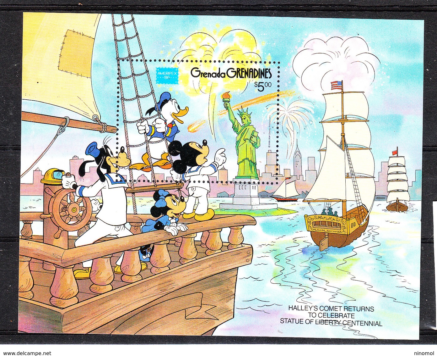 Grenadine  Grenada  -  1986. Paperino Pippo E Nipoti  Vela A New York. Goofy Donald Duck Sail To NeW York.MNH - Disney