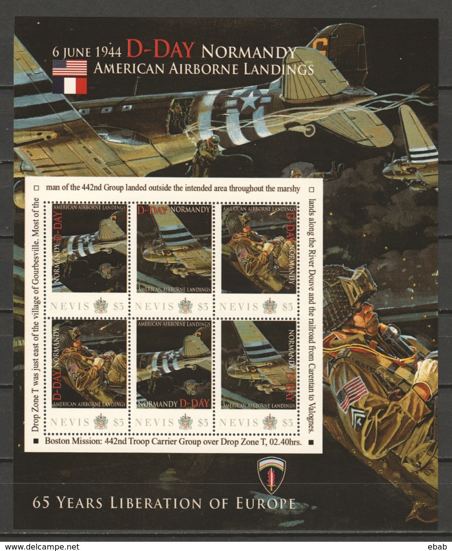 Nevis - MNH - NORMANDY D-DAY - US 82ND AIRBORNE DIVISION - Sheet 1 - Seconda Guerra Mondiale