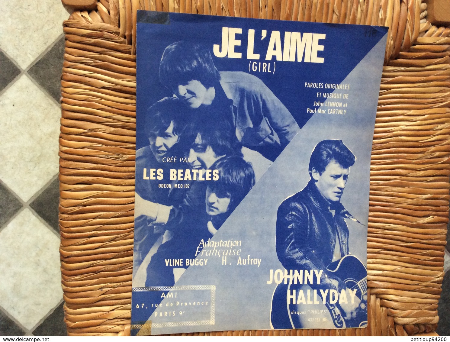 PARTITION MUSICALE  *JOHNNY HALLYDawAY  *LES BEATLES  Je L’Aime  (Girl) - Spartiti
