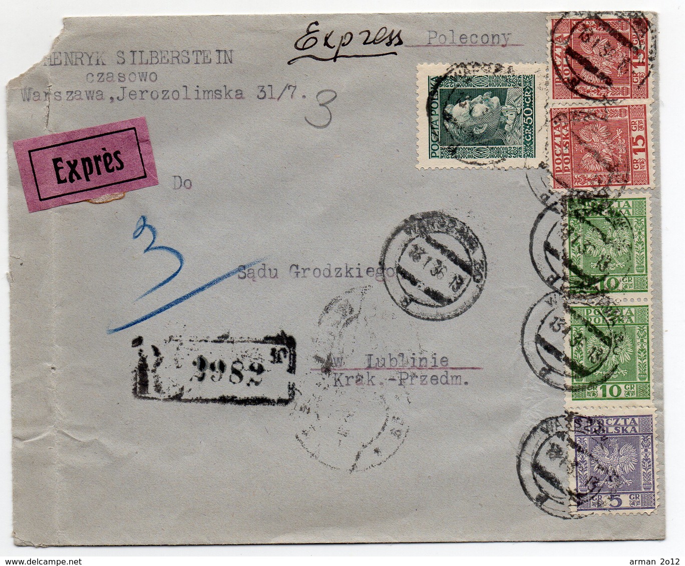 Express Registered Warsaw Lublin 1936 - Covers & Documents