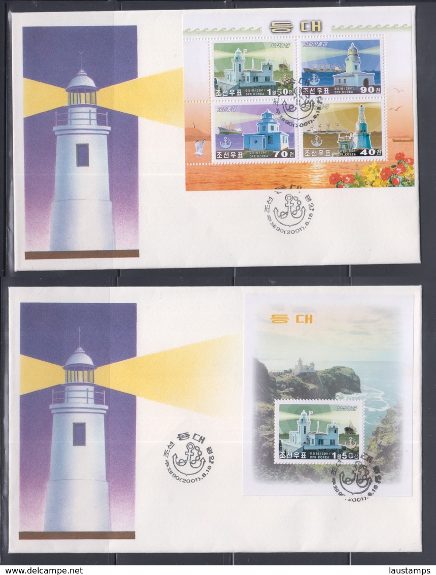 Korea 2001 Lighthouses Stamps+S/S FDCs - Phares