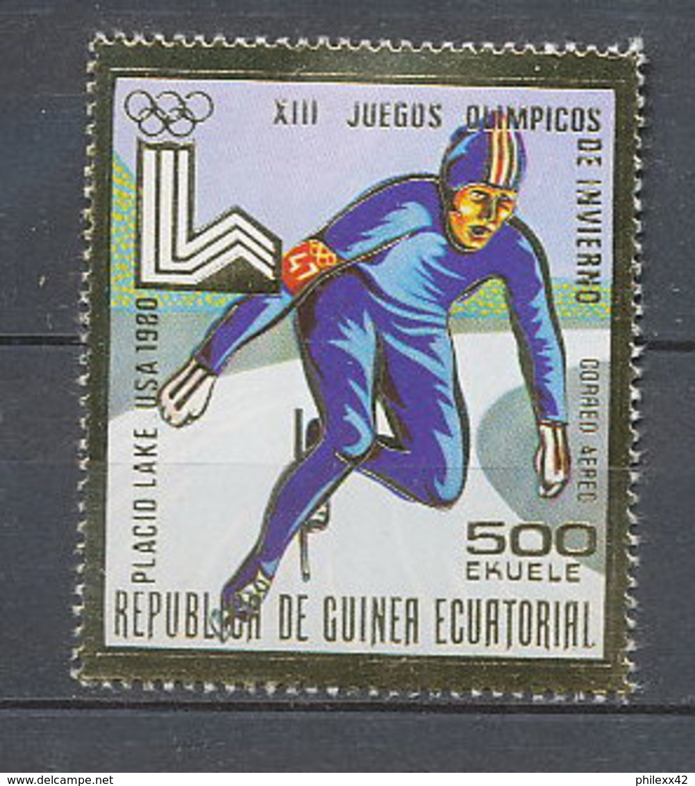 142 Guinée équatoriale Guinea N°1315 OR Gold Stamps Jeux Olympiques Olympic Games Lake Placid Patinage Skating - Guinea Ecuatorial