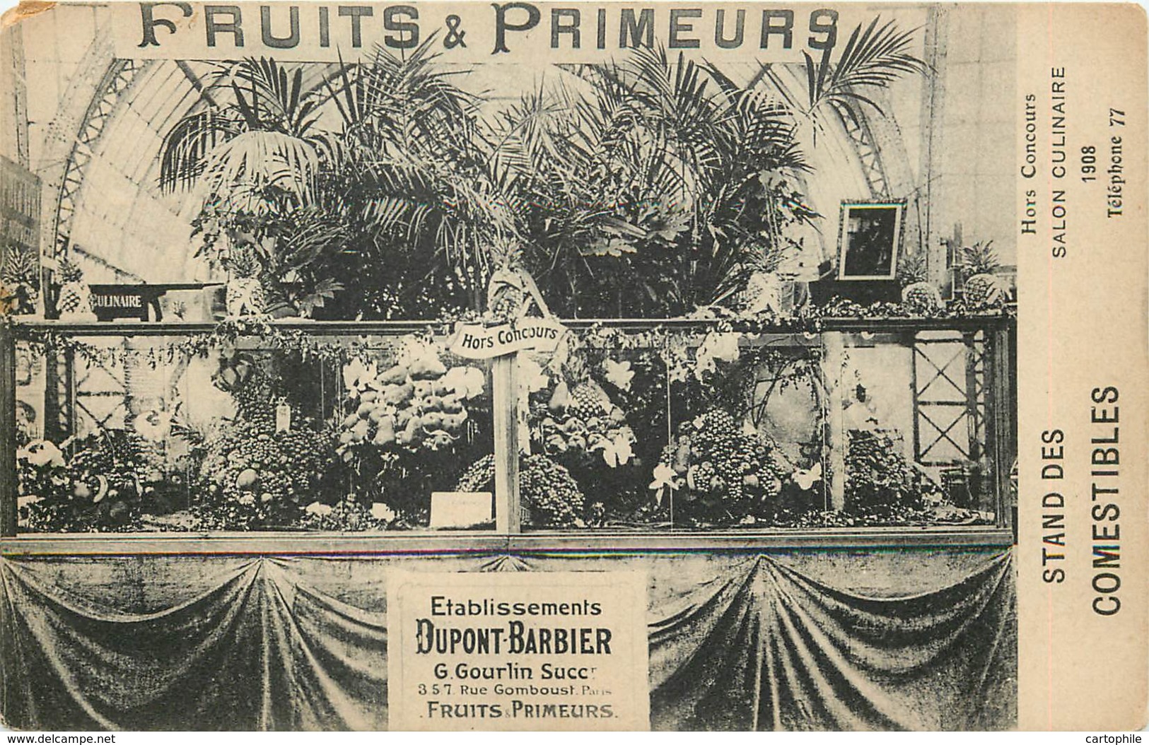 75001 - PARIS - Salon Culinaire 1908 - Stand Dupont-Barbier Rue Gomboust Fruits Primeurs - Arrondissement: 01