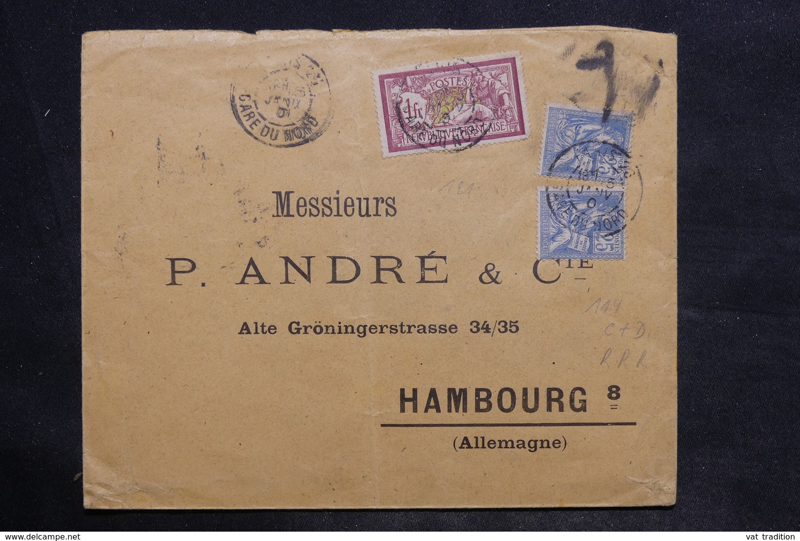 FRANCE - Enveloppe De Paris Pour L 'Allemagne En 1901 , Affranchissement Plaisant Mouchons / Merson - L 34189 - 1877-1920: Période Semi Moderne