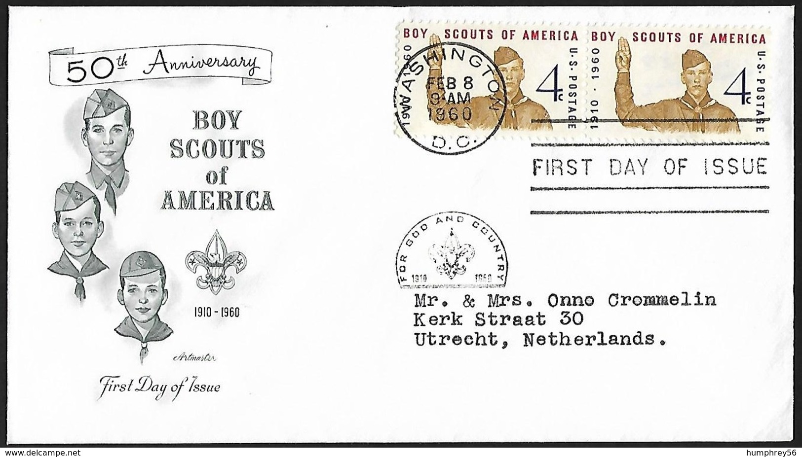 1960 - USA - FDC "Boy Scouts Of America" + Scott 1145 + WASHINGTON - 1951-1960