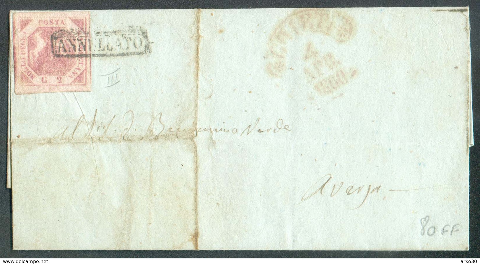 2 Gr. Rose, Marges Maxima, Pl.III, Obl; Griffe Annulato Sur Lettre De CHIETI Le 4 Avril  1860 - 14322 - Naples