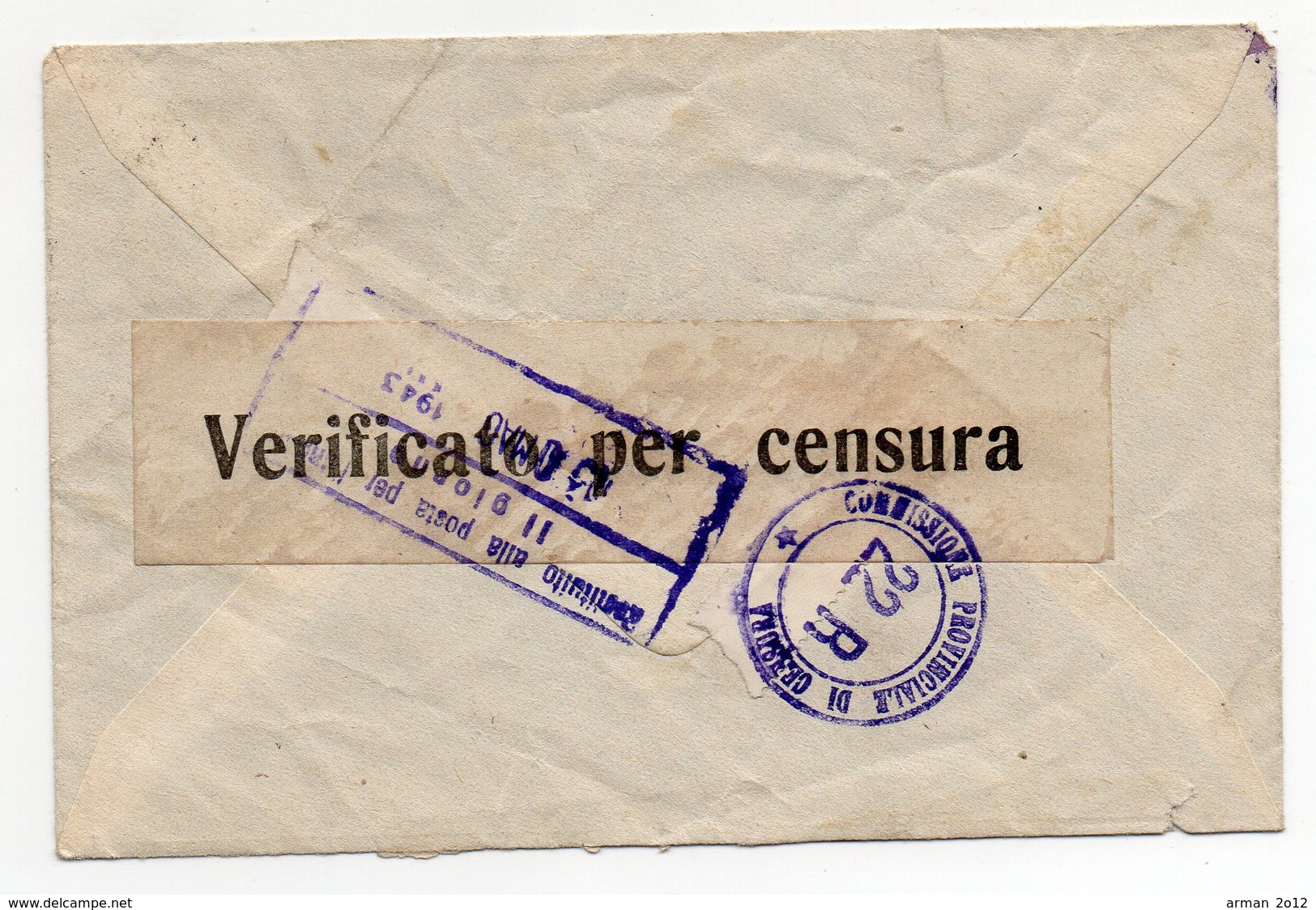 WWII  Censor Italy 1943 - Military Mail (PM)