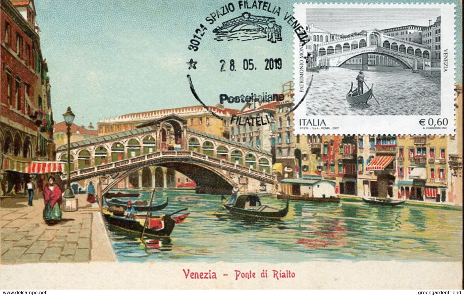 45961 Italia, Maximum 2019 Showing The Rialto Bridge In The Canal Grande Of Venice, Venezia, (vintage Card) - Altri & Non Classificati