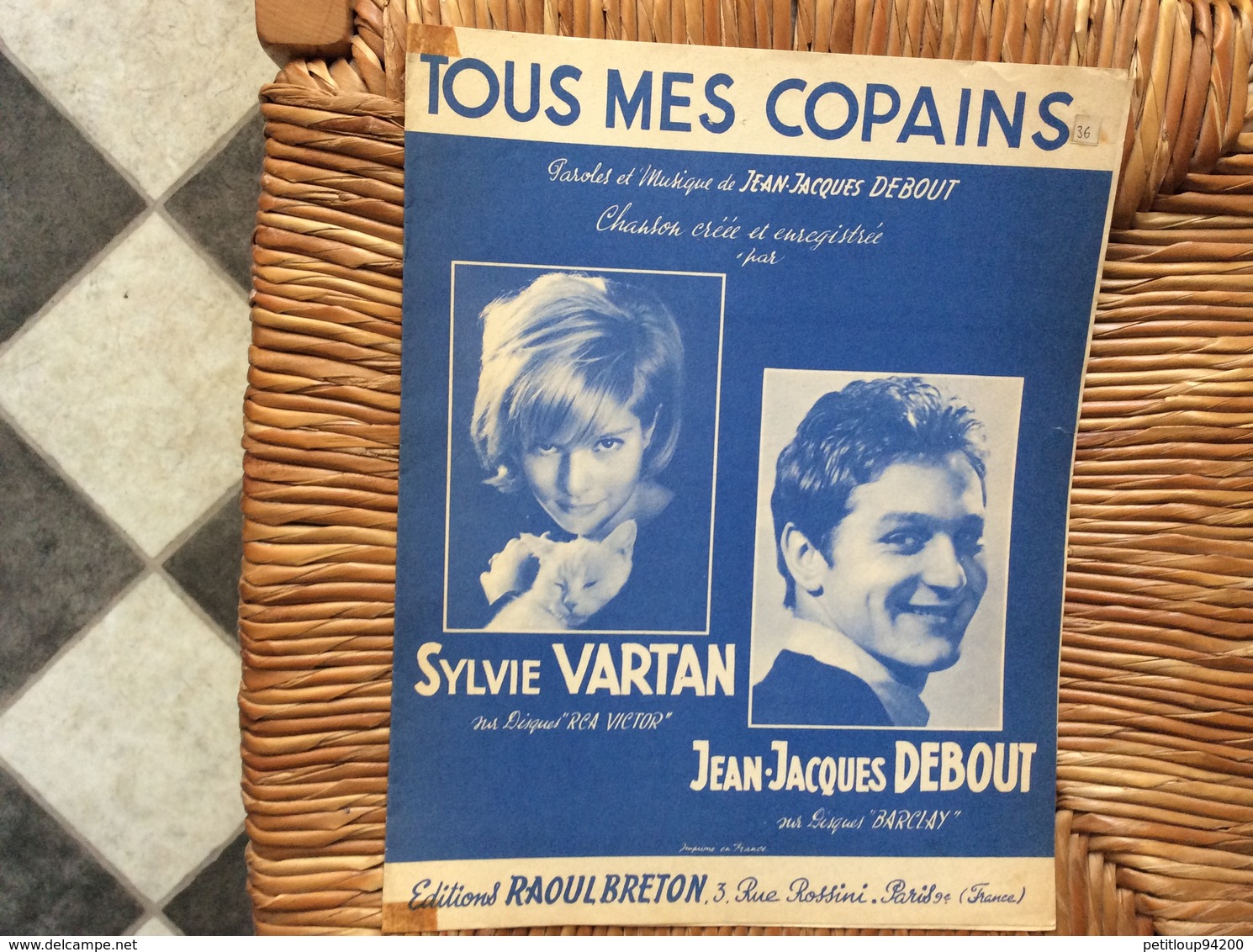 PARTITION MUSICALE *SYLVIE VARTAN *JEAN-JACQUES DEBOUT  Tous Mes Copains - Spartiti