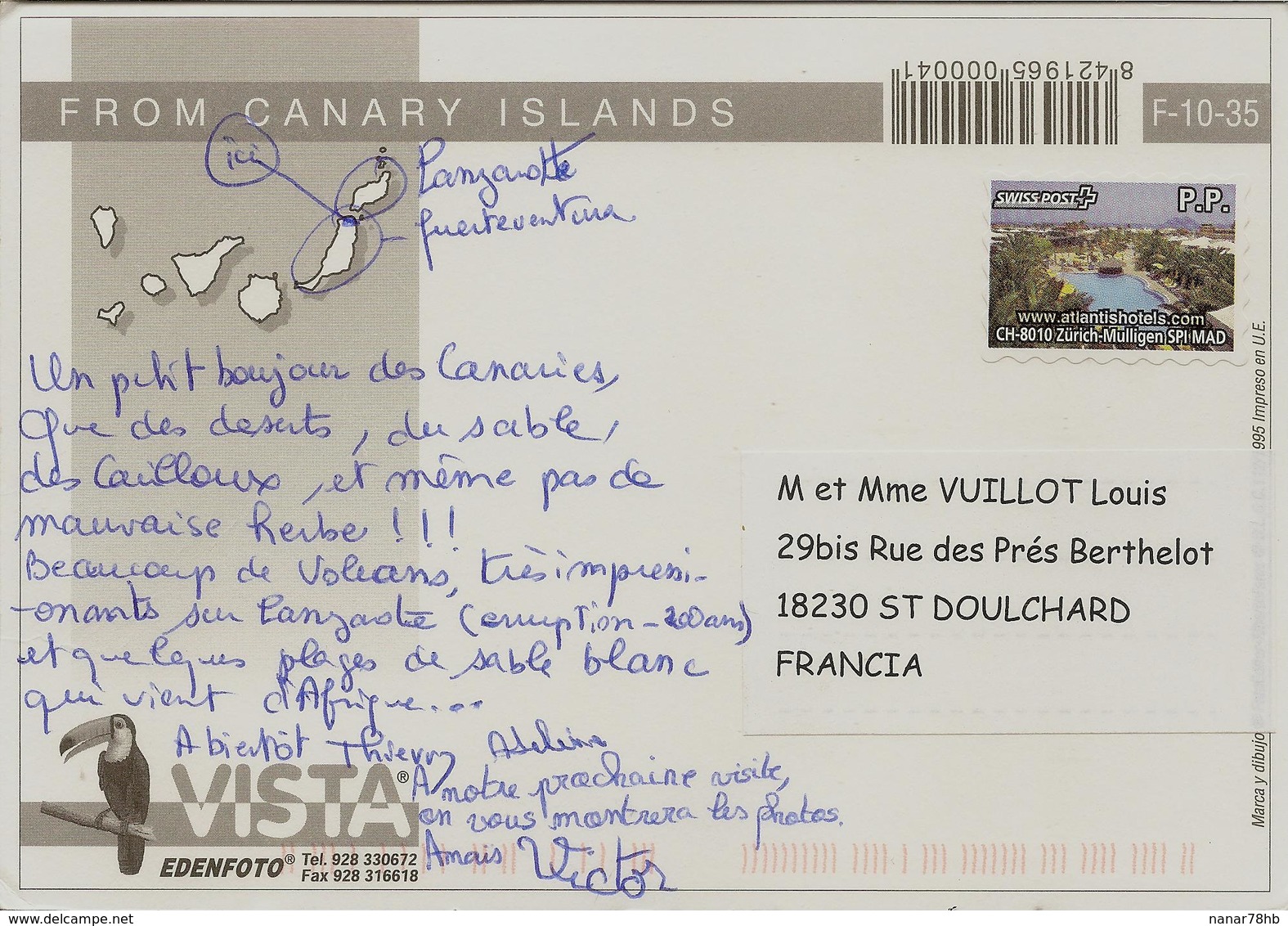 CPM Espagne, Fuerteventura, (multivues) (timbre De Poste Privée Suisse) - Fuerteventura