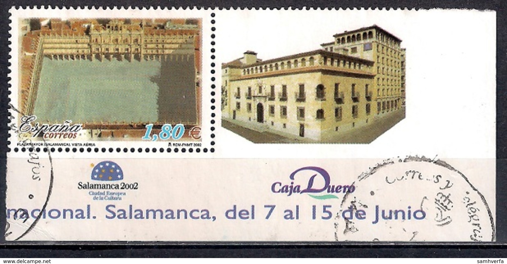 Spain 2002 - National Philatelic Exhibition EXFILNA 2002 - Plaza Mayor Salamanca From Block - Usados