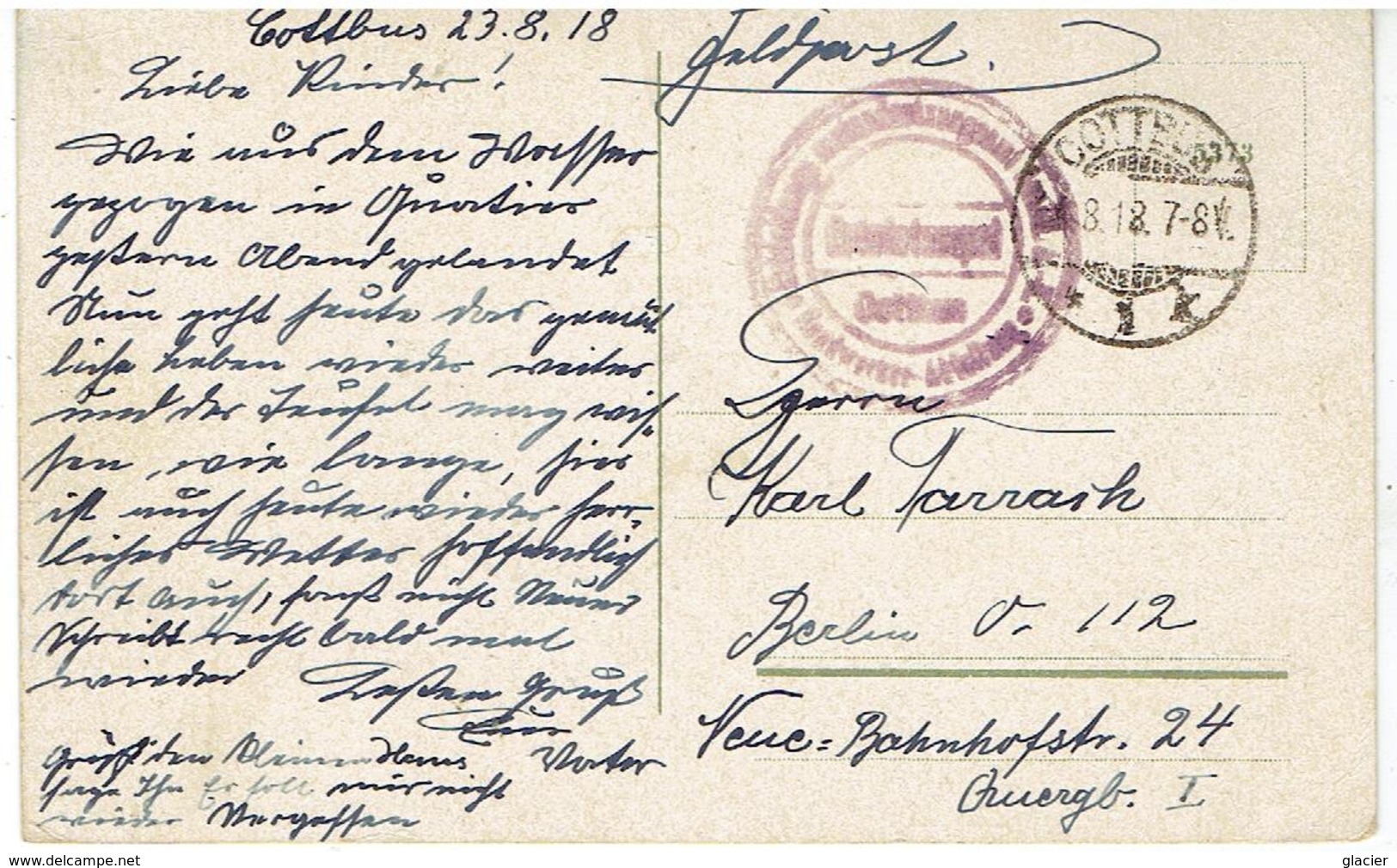 COTTBUS - Brandenburg - Gesamtansicht - Feldpostkarte 1918 - Stempel Cottbus - Cottbus