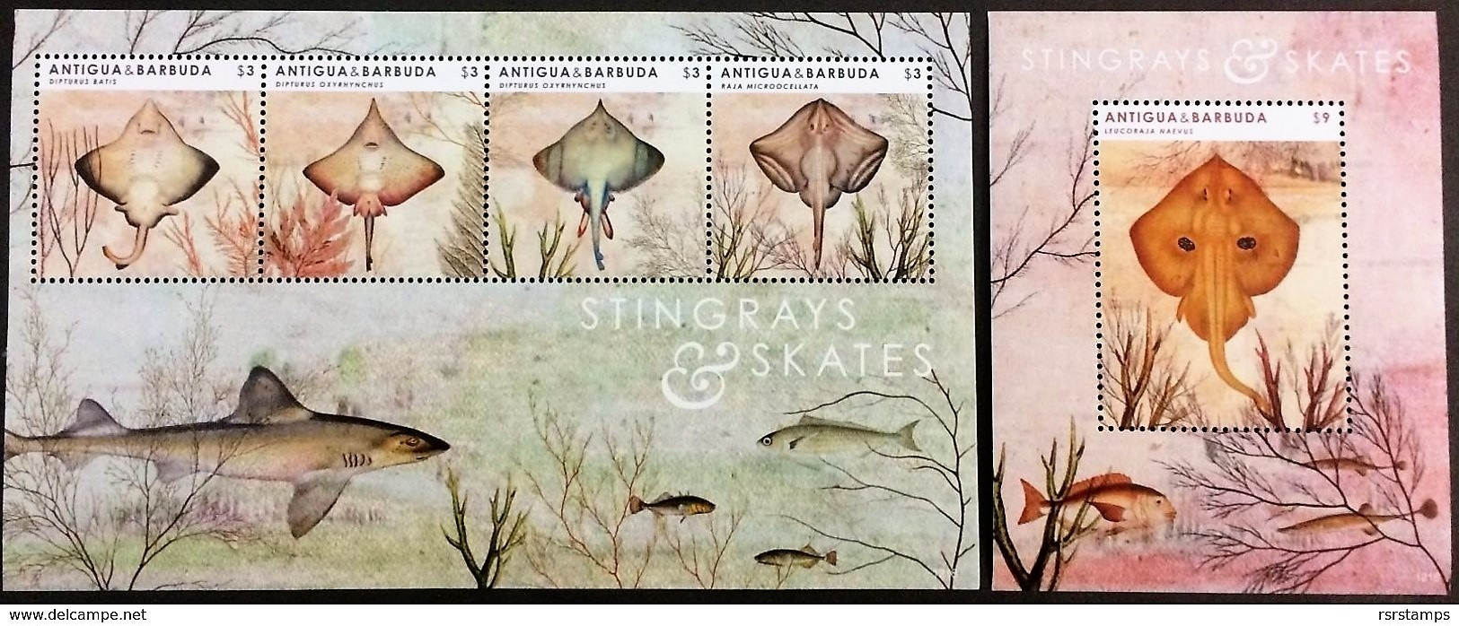 # Antigua&Barbuda 2012**Mi.5048-52 Stingrays & Skates , MNH [11;97] [12;11] - Meereswelt