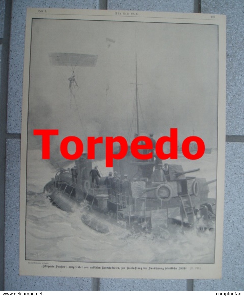 1046 Russisches Torpedoboot Fliegende Drachen Druck 1903 !! - Bateaux