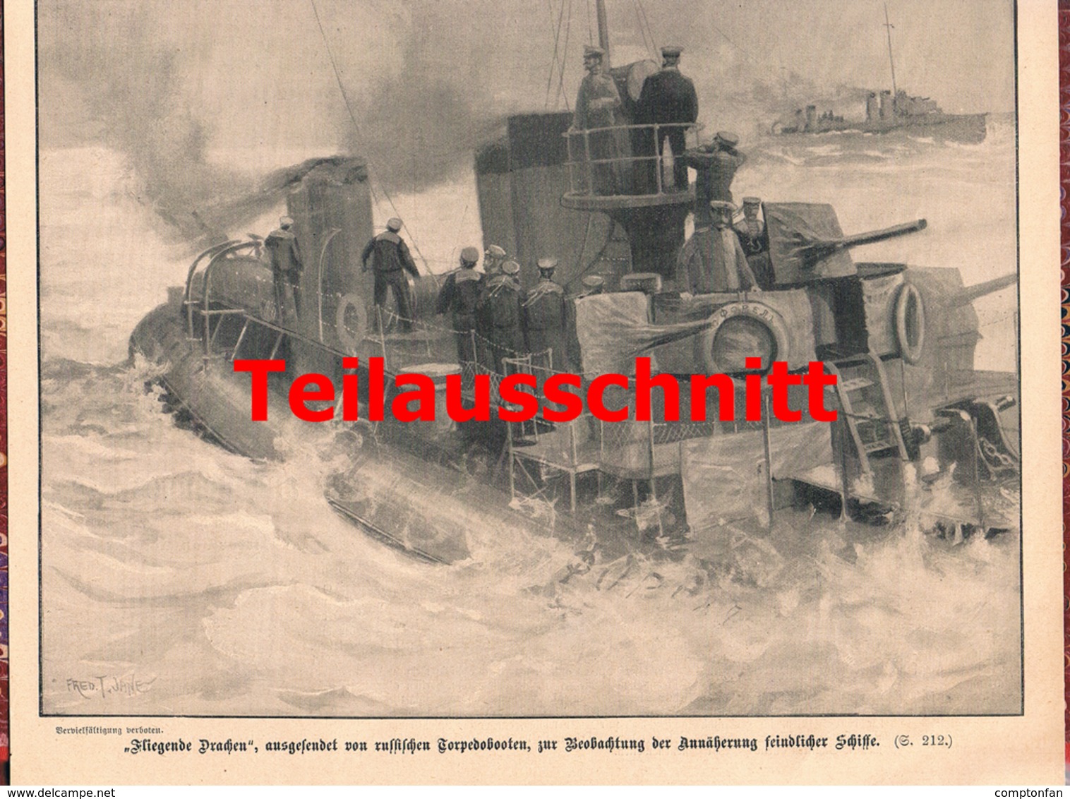 1046 Russisches Torpedoboot Fliegende Drachen Druck 1903 !! - Bateaux