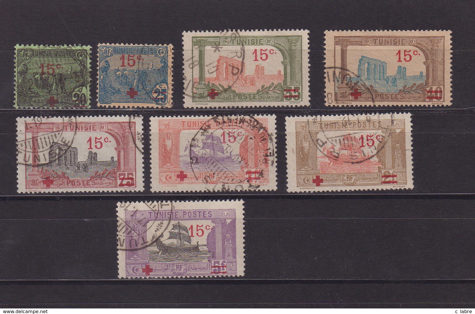 TUNISIE : N° 59/66 . OBL . TB . 1918 . ( CATALOGUE YVERT ) . - Used Stamps