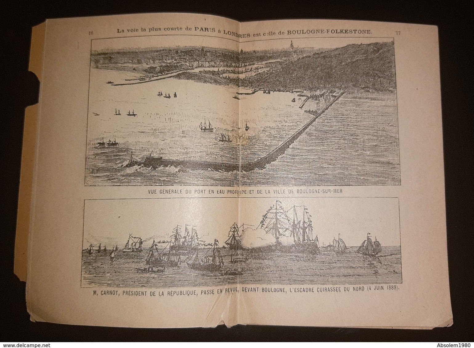 62 BOULOGNE SUR MER 1889 GUIDE TOURISTIQUE FOLKESTONE VUES DU PORT ET DE LA VILLE GRAVURES ILLUSTRE PAS DE CALAIS