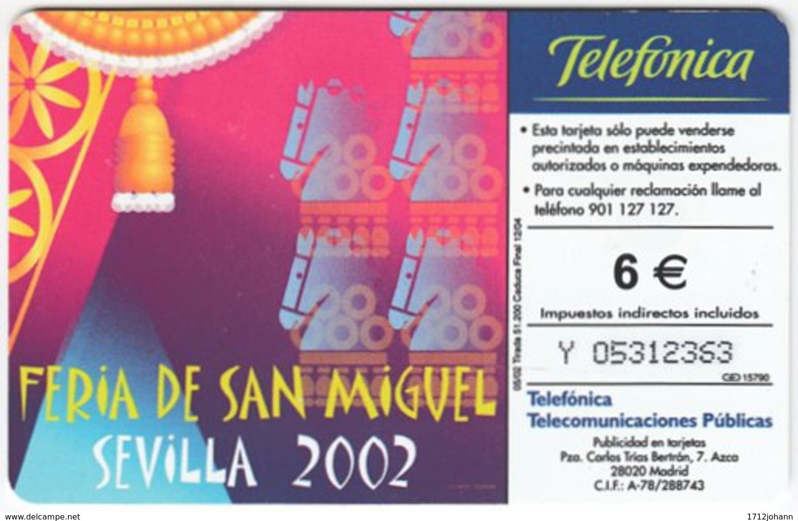 SPAIN B-468 Chip Telefonica - Painting, Animal, Horse - Used - Autres & Non Classés
