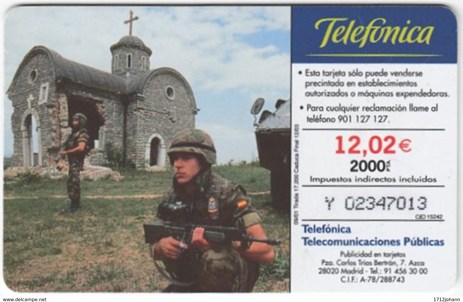 SPAIN B-507 Chip Telefonica - Military, Armored Car - Used - Autres & Non Classés