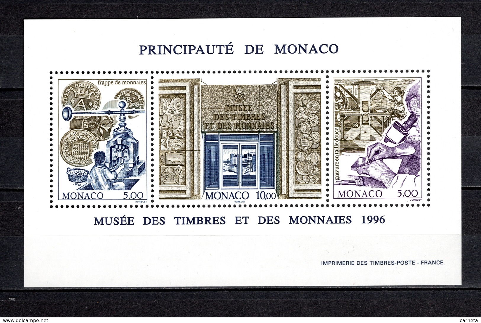 MONACO BLOC N° 73  NEUF SANS CHARNIERE COTE 10.25€   MUSEE TIMBRE ET MONNAIE - Blocks & Sheetlets