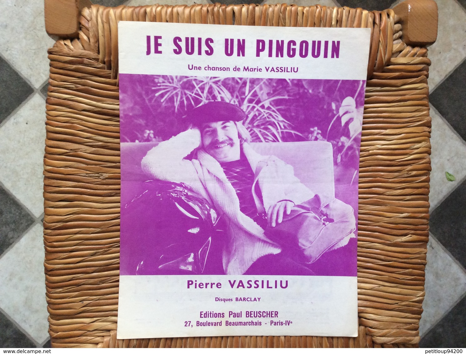 PARTITION MUSICALE  *PIERRE VASSILIU  Je Suis Un Pingouin - Partitions Musicales Anciennes