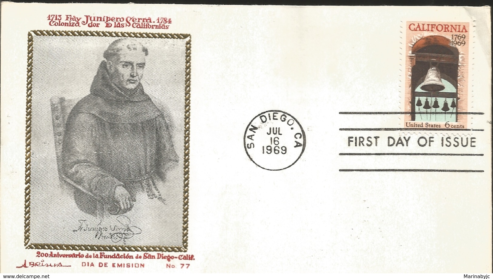 J) 1969 UNITED STATES, 200TH ANNIVERSARY OF THE FOUNDATION OF SAN DIEGO CALIFORNIA, FDC - Other & Unclassified