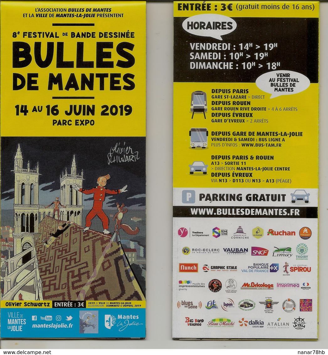 Bandes Dessinées, Bulles De Mantes (78) 2019 Illustration Schwartz, Spirou - Ohne Zuordnung