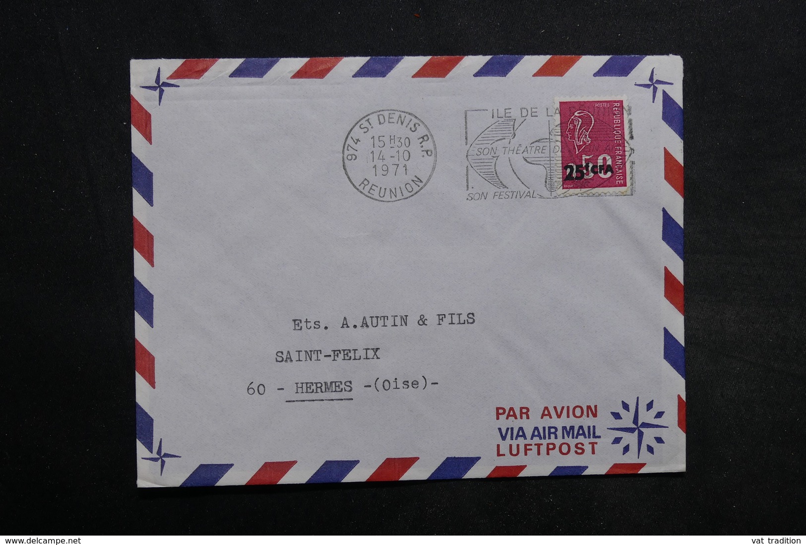 RÉUNION - Lot de 55 enveloppes , période 1970 - L 34243