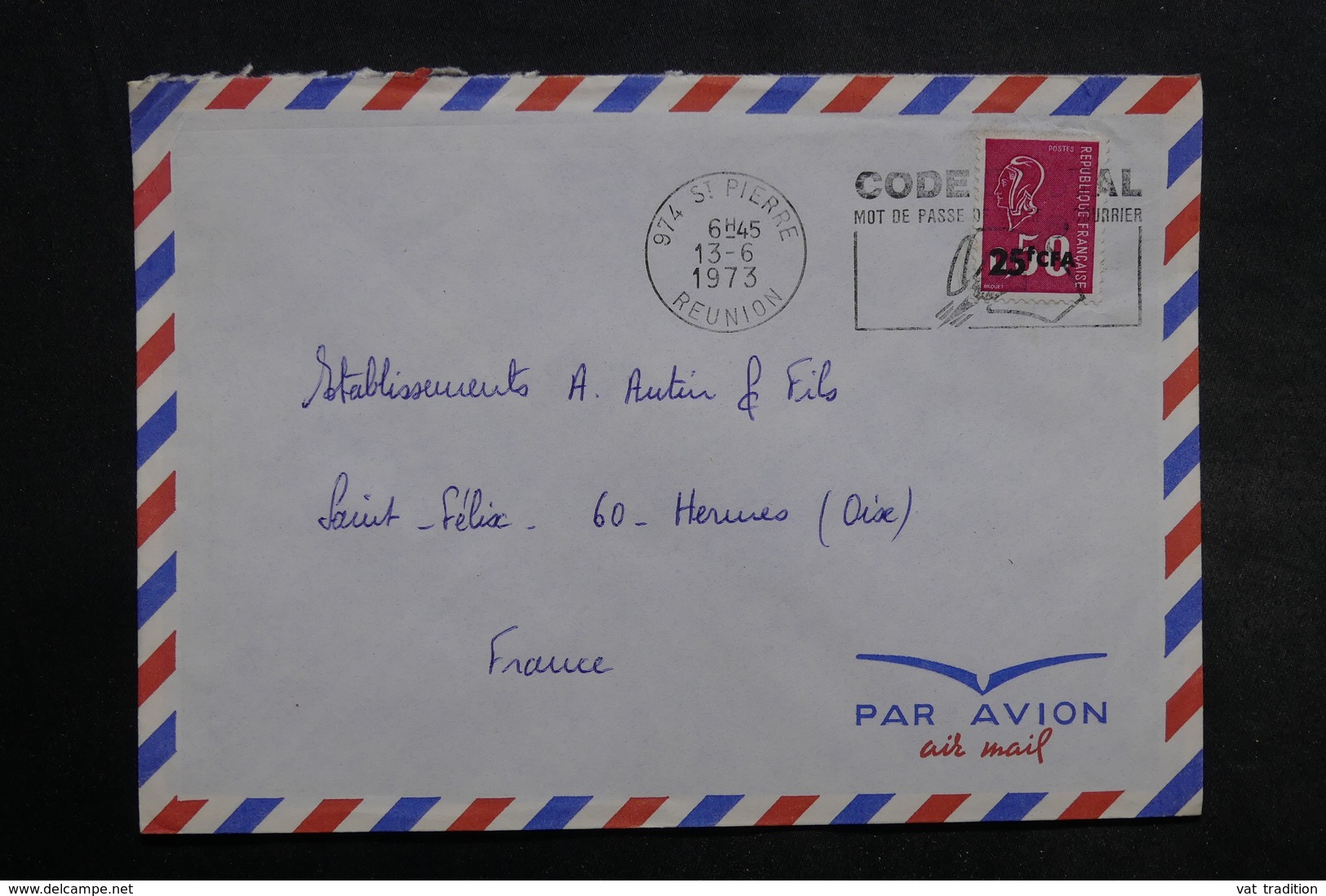 RÉUNION - Lot de 55 enveloppes , période 1970 - L 34243