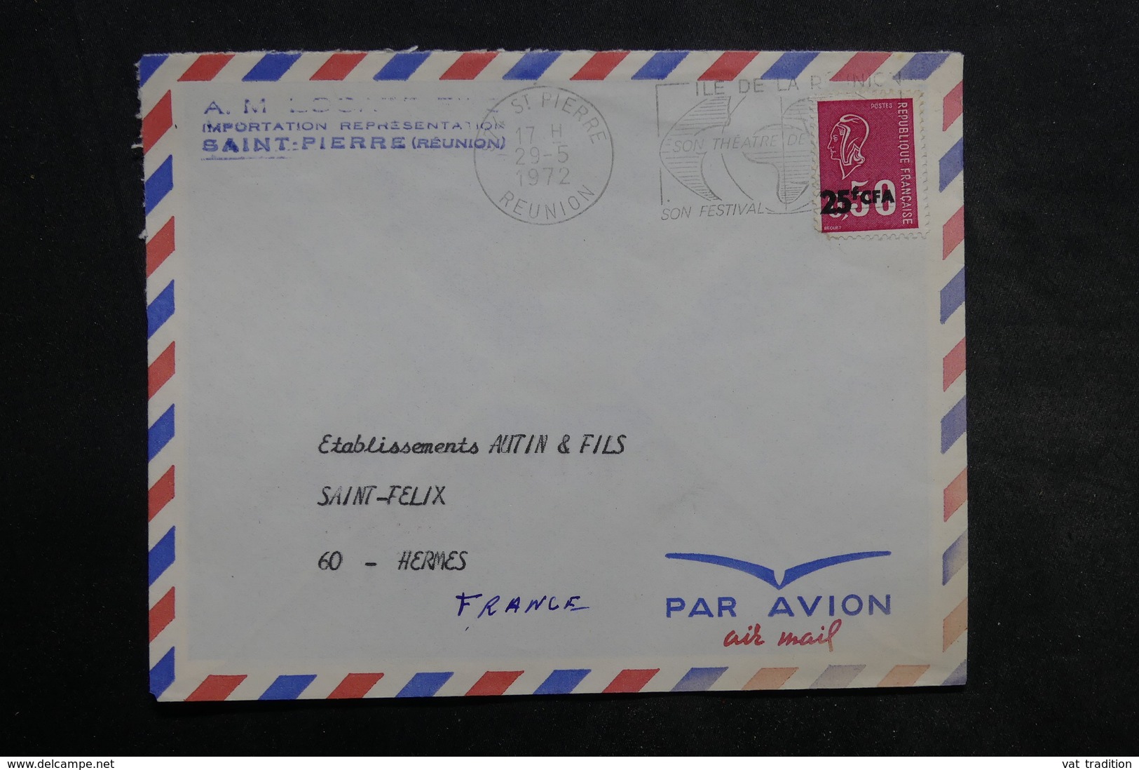 RÉUNION - Lot de 55 enveloppes , période 1970 - L 34243