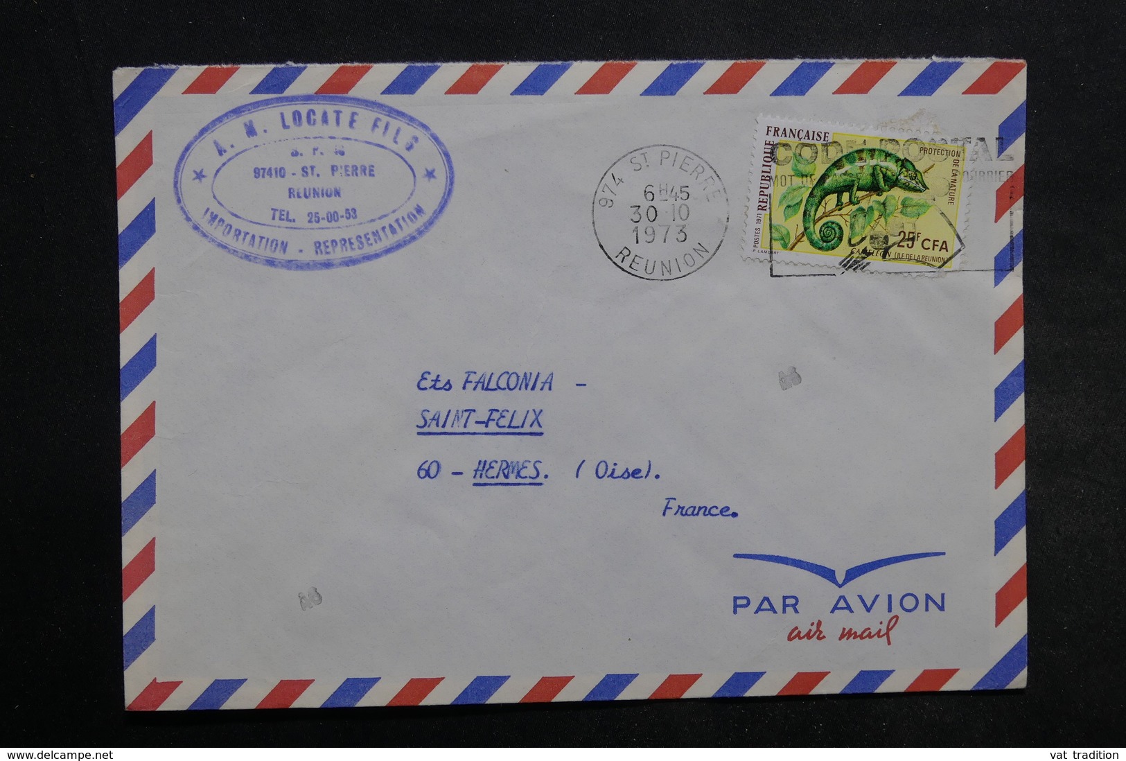 RÉUNION - Lot de 55 enveloppes , période 1970 - L 34243