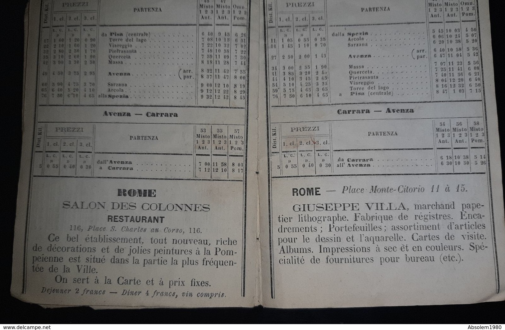 1867 GUIDA DEI VIAGGIATORI FERROVIE ROMANE GUIDE CHEMINS FER ROMAINS ITALIE FRANCE SUISSE PUBlCITE HOTEL  ITALIA - Dépliants Turistici