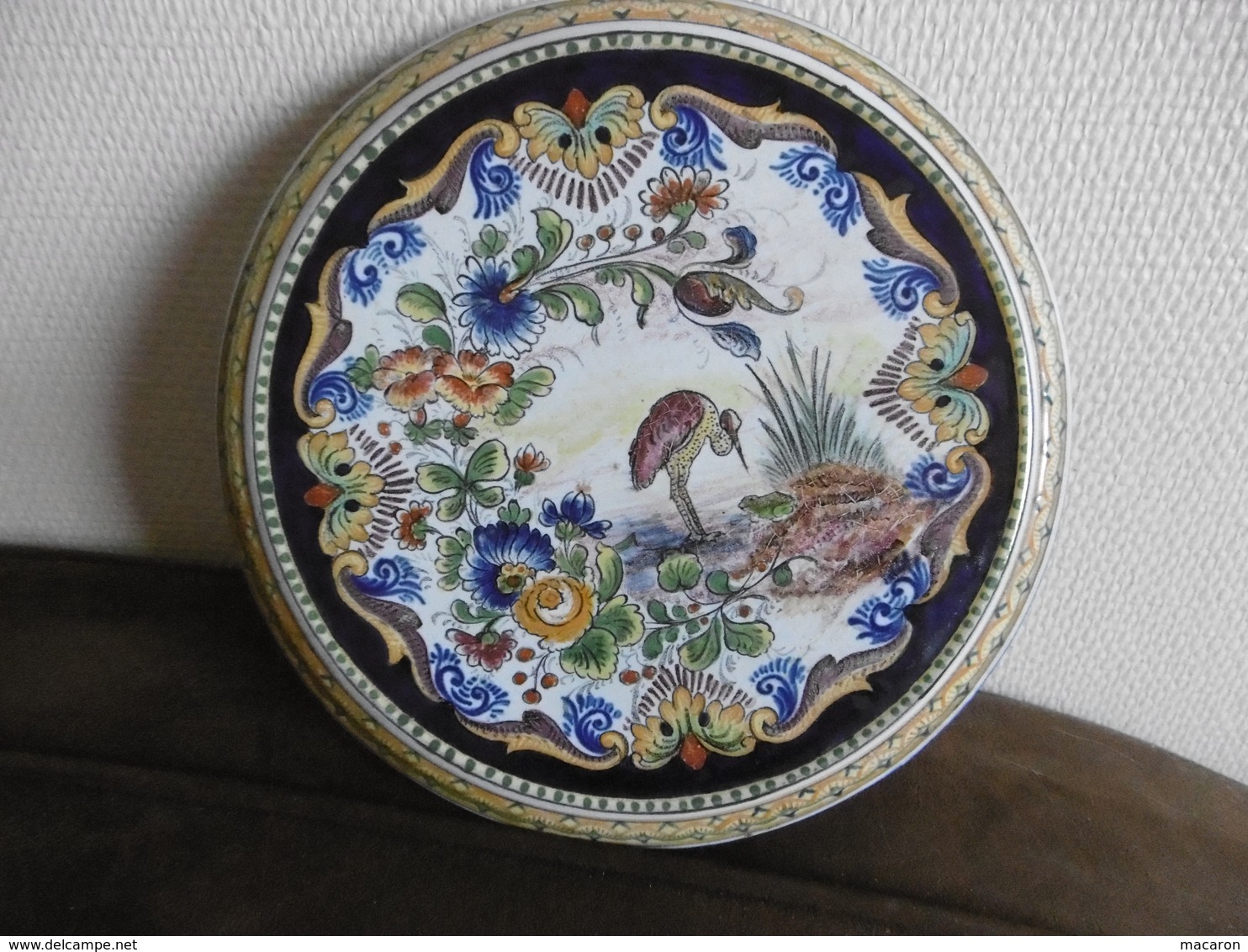 Très Rare DESSOUS De PLAT Ancien NEVERS Le Héron Et La Grenouille Signé MAREST Circa 1900 TBEtat - Nevers (FRA)