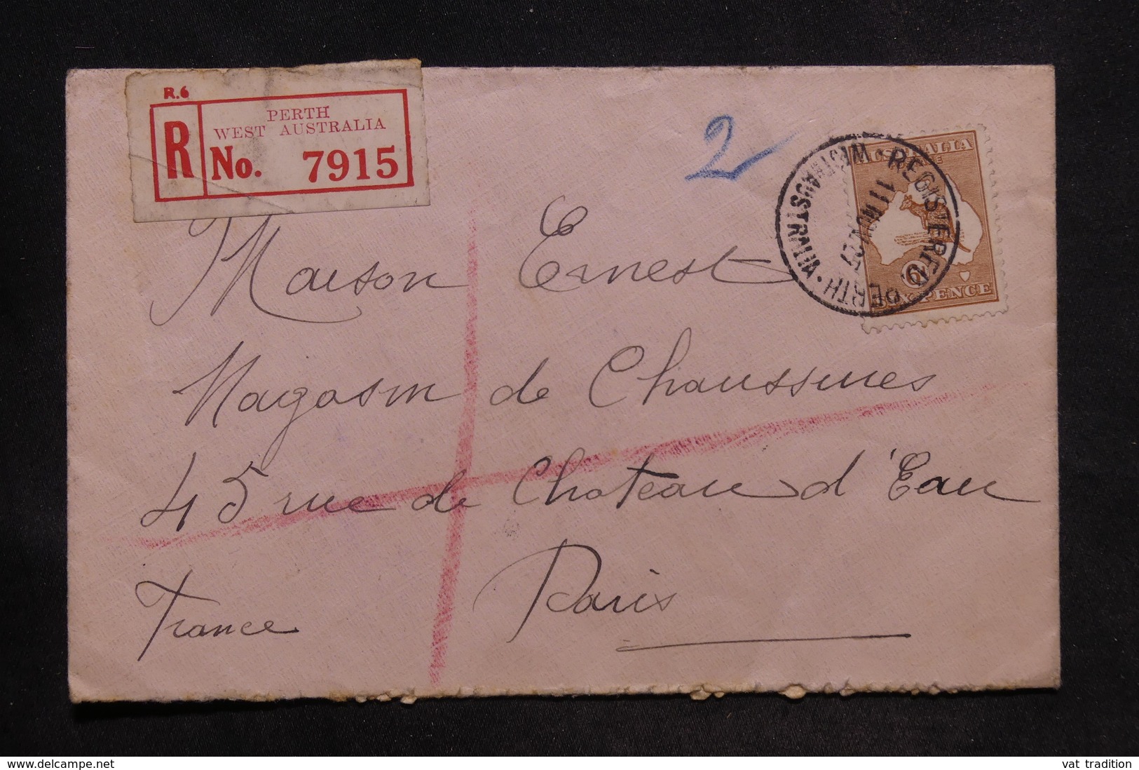 AUSTRALIE - Enveloppe En Recommandé De Perth Pour Paris En 1927 , Affranchissement Plaisant - L 34253 - Storia Postale